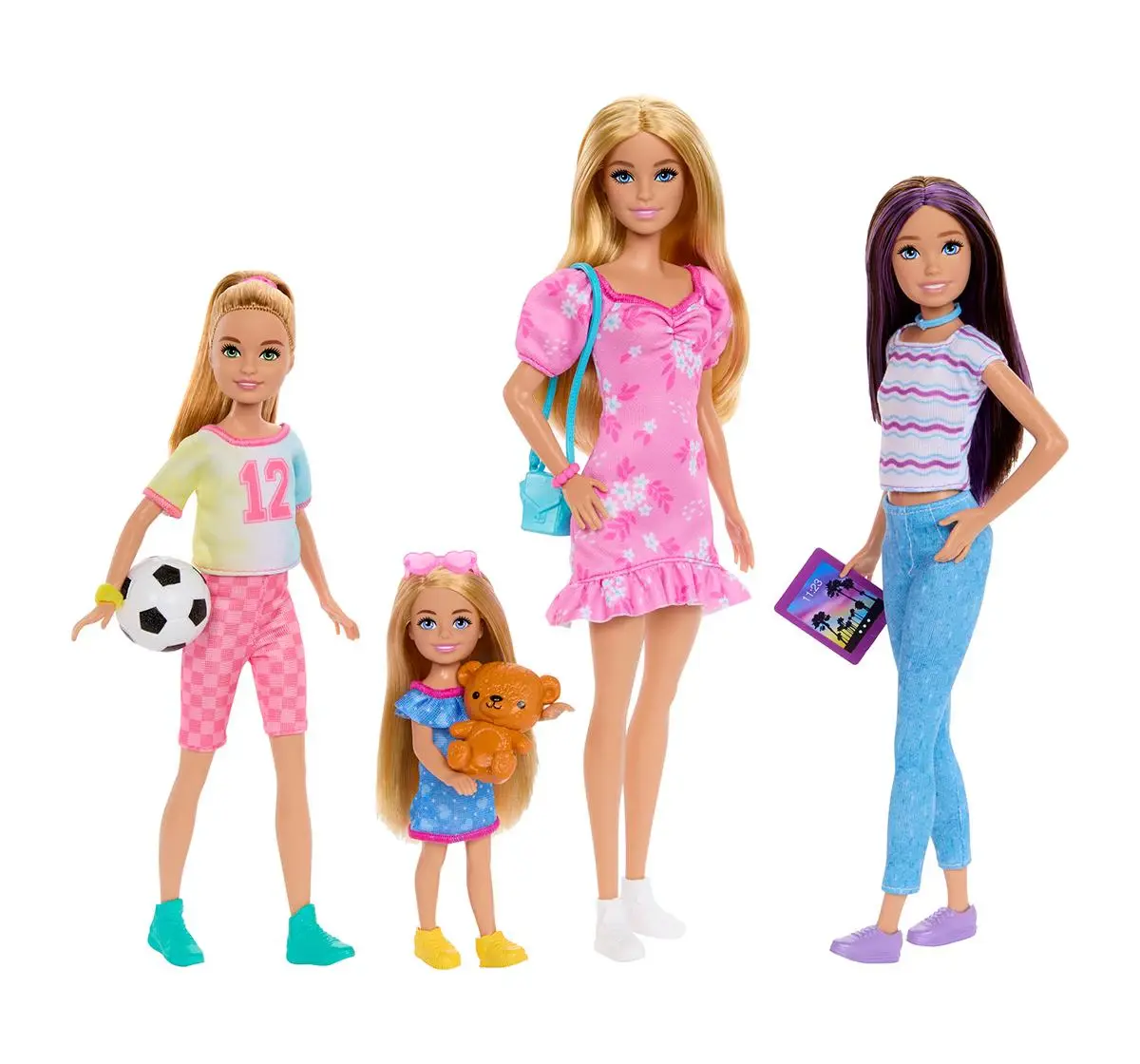Barbie Sisters 4 Pack Customized Dolls, Multicolour, 3Y+