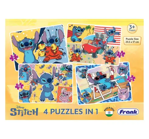 Disney Lilo & Stitch 4-in-1 Jigsaw Puzzle Set, Educational Puzzle for Kids Ages 3Y+