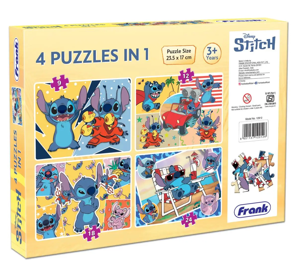 Disney Lilo & Stitch 4-in-1 Jigsaw Puzzle Set, Educational Puzzle for Kids Ages 3Y+