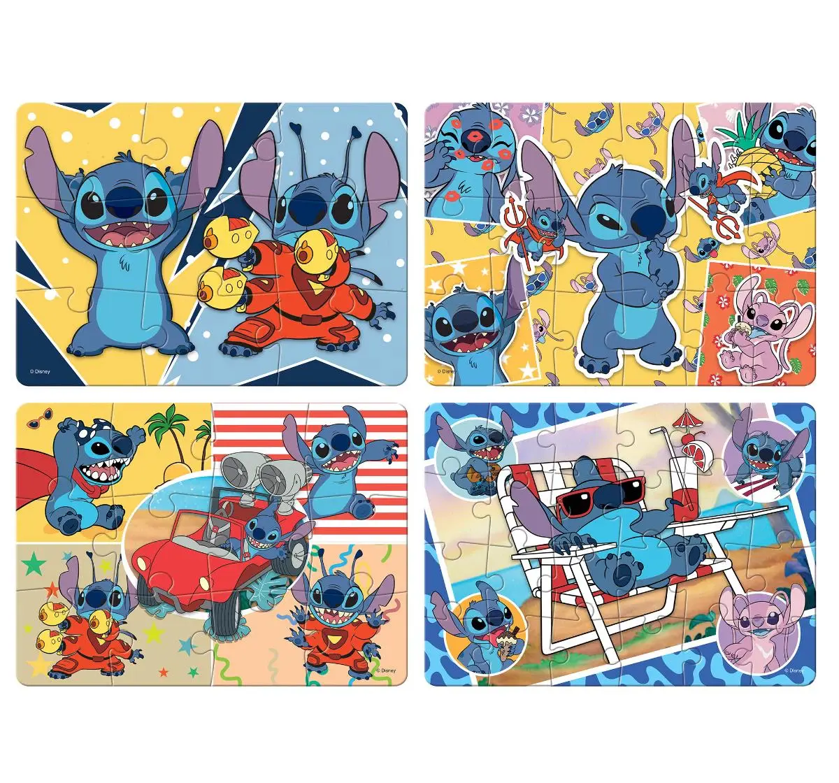 Disney Lilo & Stitch 4-in-1 Jigsaw Puzzle Set, Educational Puzzle for Kids Ages 3Y+