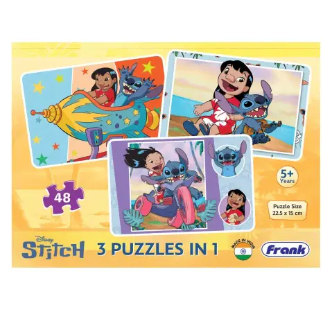 Disney Lilo & Stitch 3-in-1 Jigsaw Puzzle Set, Educational Puzzle for Kids Ages 3Y+