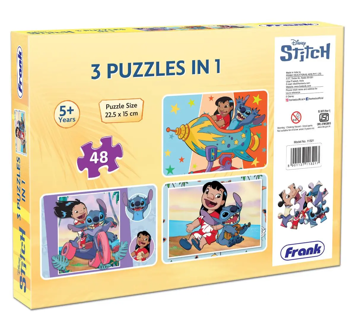 Disney Lilo & Stitch 3-in-1 Jigsaw Puzzle Set, Educational Puzzle for Kids Ages 3Y+