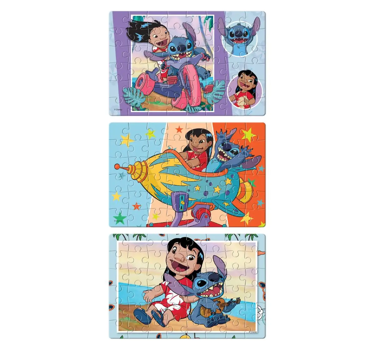 Disney Lilo & Stitch 3-in-1 Jigsaw Puzzle Set, Educational Puzzle for Kids Ages 3Y+