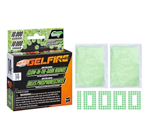 Nerf Pro Gelfire Glow in the Dark Rounds,10,000 Rounds,For Nerf Pro Gelfire Blasters,14Y+