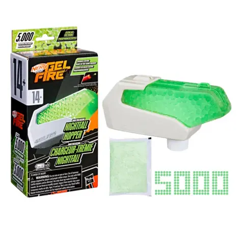Nerf Pro Gelfire Nightfall Hopper & 5000 Glow in the Dark Dehydrated Tracer Rounds,For Nerf Pro Gelfire Blasters,14Y+