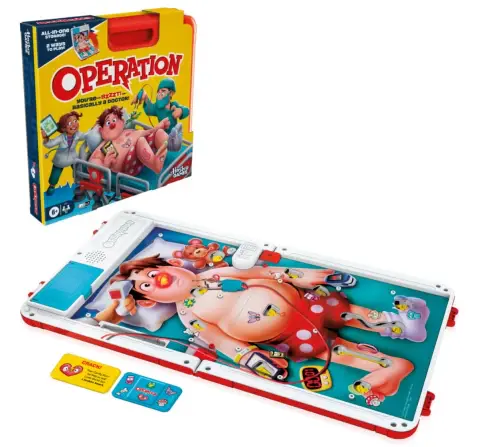 Hasbro Gaming Operation Electronic Board Game with All-in-One Carrying Case,6Y+
