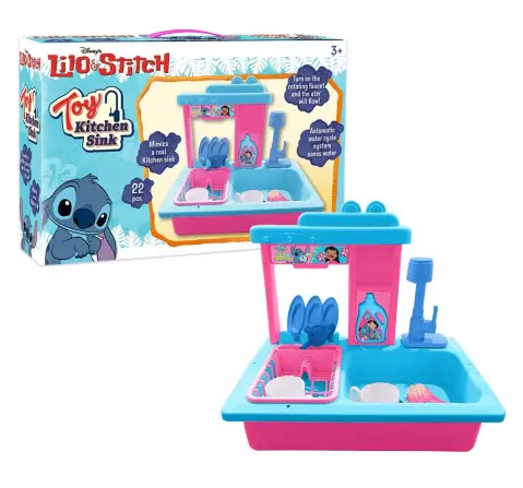 Kriiddaank Disney Stitch Toy Kitchen Sink 22pcs, Pretend and Play Toy, 3Y+