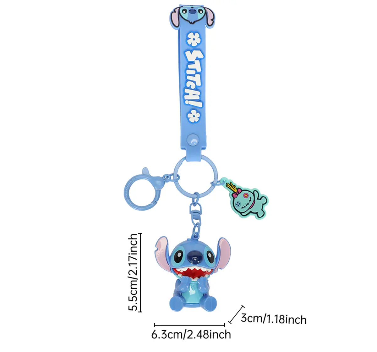 Disney Stitch Happy PVC Keychain 5.5Cm, Blue, 3Y+