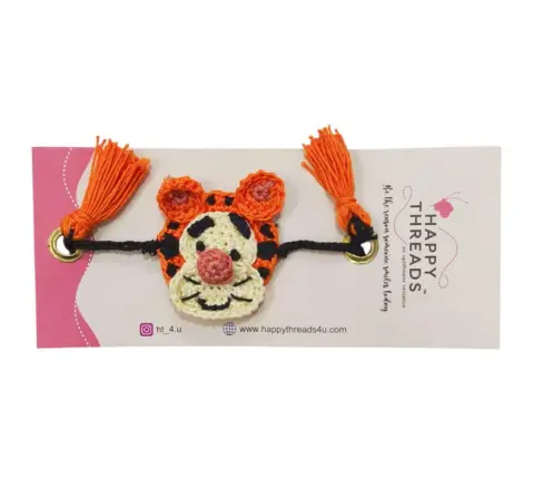 Happy Threads Handmade Tiger Face Rakhi for Kids