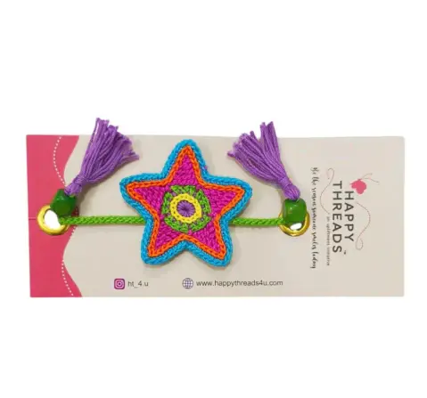 Happy Threads Handmade Colorful Star Rakhi for Kids