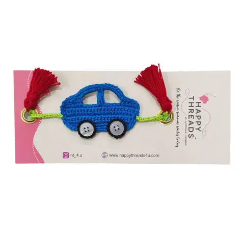 Happy Threads Handmade Colorful Car Rakhi for Kids