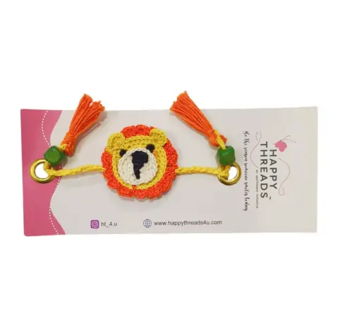 Happy Threads Handmade Lion Face Rakhi for Kids