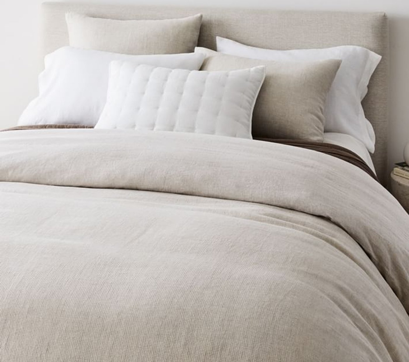 European Flax Linen Mini Waffle Duvet, Natural Flax