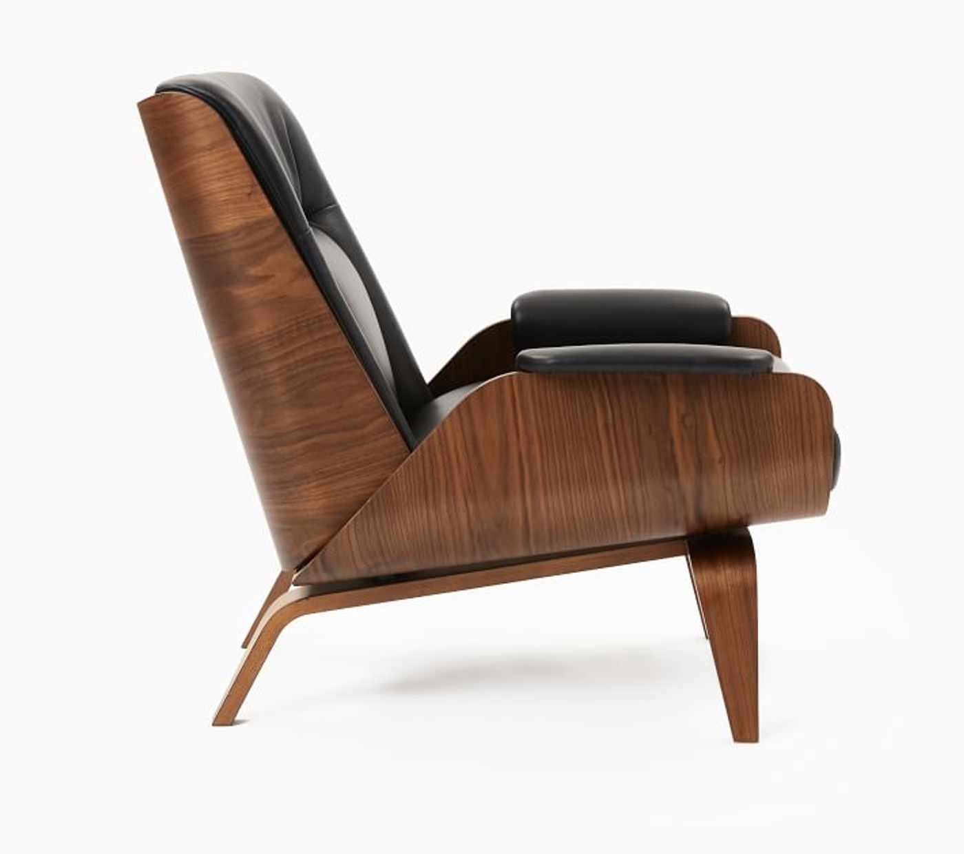 Paulo Bent Lounge Chair, Parc Leather, Black