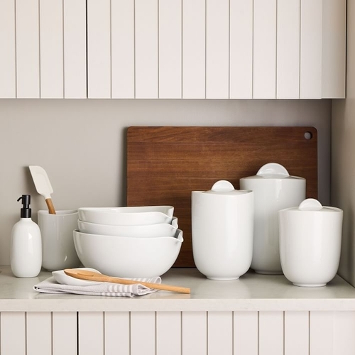 Organic Porcelain Kitchen Mixing Bowls, White