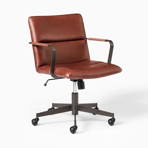 Cooper Mid-Century Office Chair, Saddle Leather, Oxblood