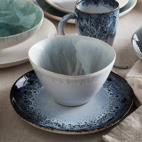 Reactive Glaze Dinnerware, Set of 4 - Black/White