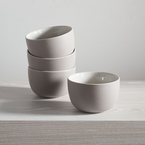 Kaloh Stoneware Cereal Bowls, White, Set of 4