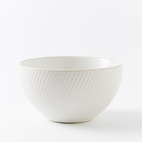 Textured Stoneware Dinnerware, White Dots, Set of 4