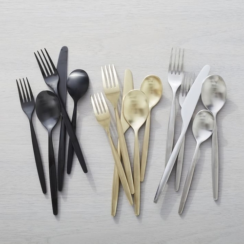 Sidney Stainless Steel Flatware, Set of 5, Champaigne Satin