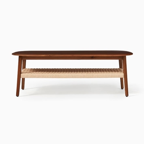 Chadwick Mid-Century 48" Solid Wood Rectangle Coffee Table, Cool Walnut