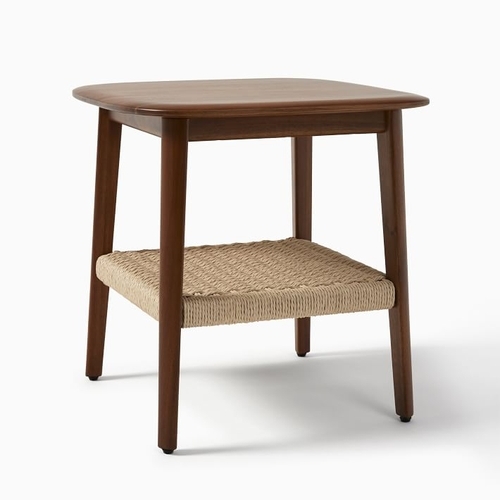 Chadwick Mid-Century 20" Sq. Solid Wood Side Table, Cool Walnut