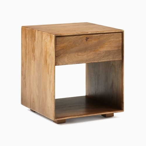 Anton 20" Sq. Solid Wood Side Table, Burnt Wax