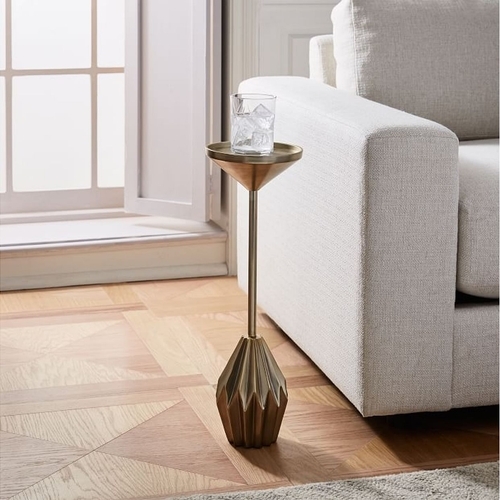 Faceted Brass Drink Table (7.5")