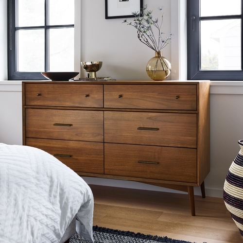 Mid-Century 6-Drawer Dresser, Acorn
