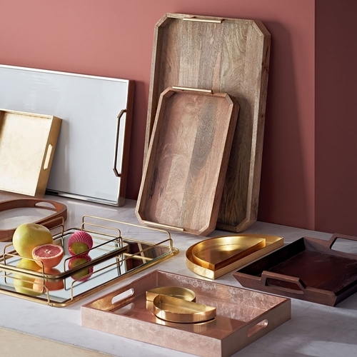 Lacquer Wood Trays - 14x18, Lacquered Wood, Silver