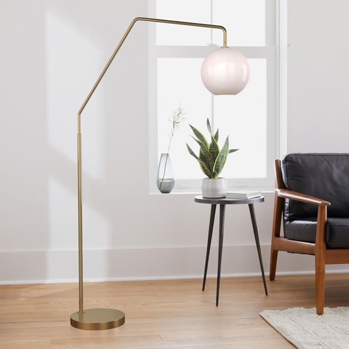 Sculptural Overarching Floor Lamp, Antique Brass (75")