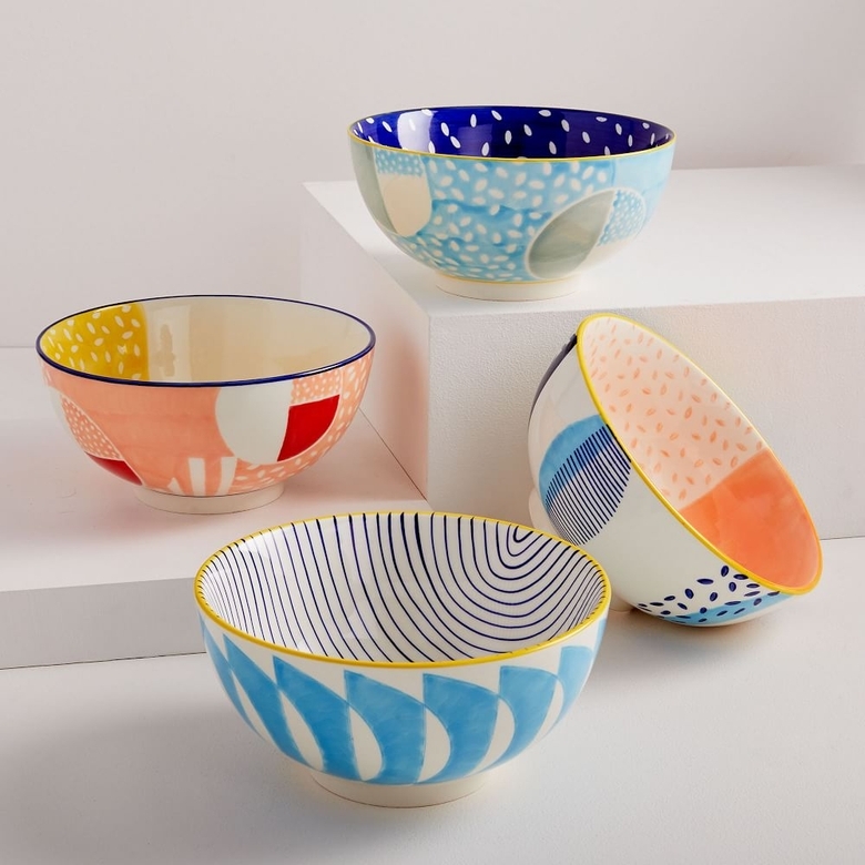 Hand-Painted Pattern Pop Bowls - Large