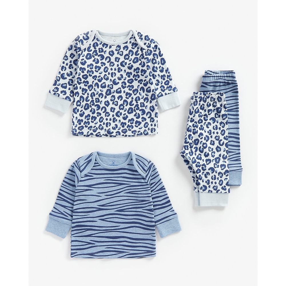

Boys Full Sleeves Pyjama Set Animal Print - Pack Of 2 - Blue