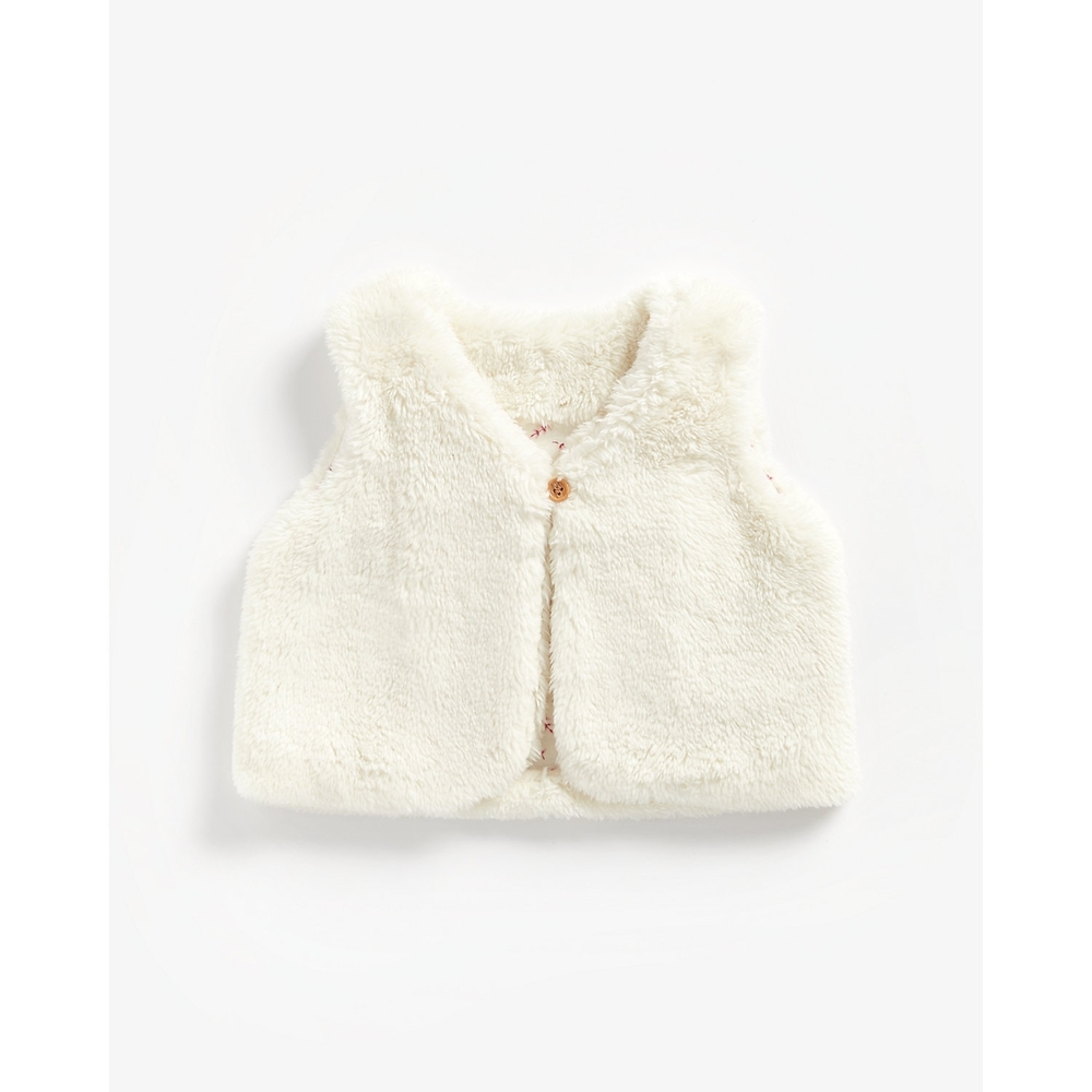 

Girls Sleeveless Fluffy Jacket - Cream