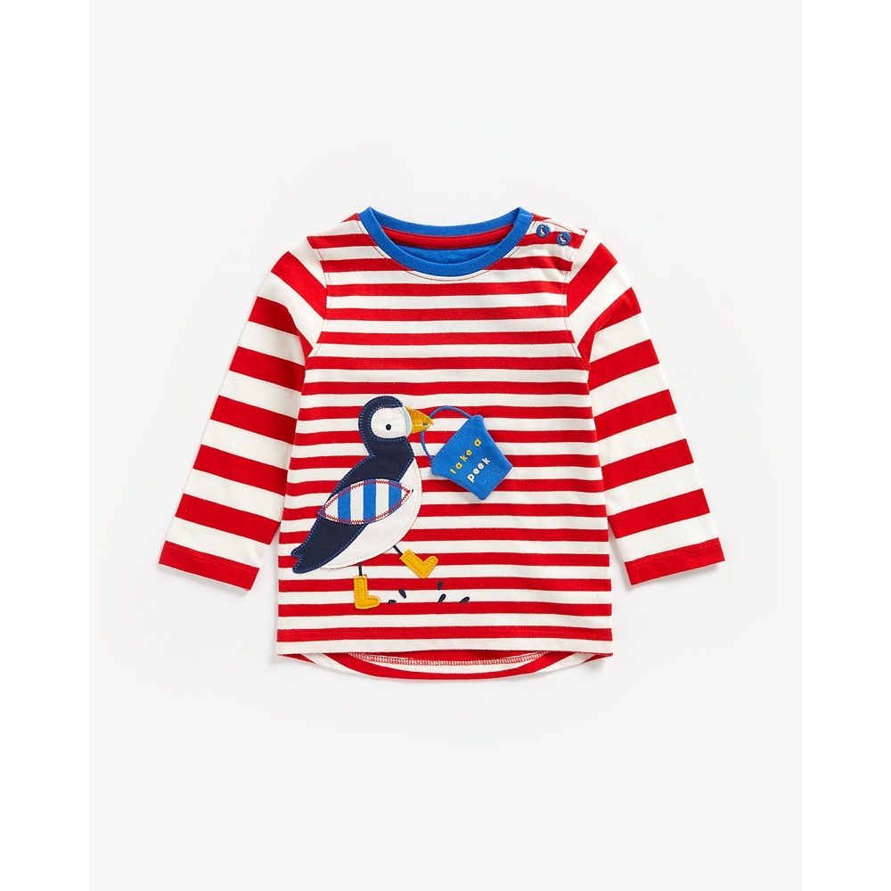 

Boys Full Sleeves Lift-The-Flap T-Shirt Bird Patchwork - Red