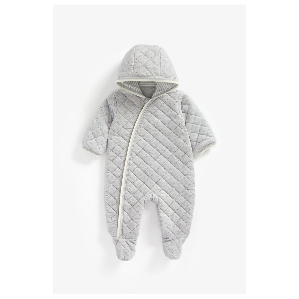 

Unisex Full Sleeves Quilted Snowsuit Hooded - Grey