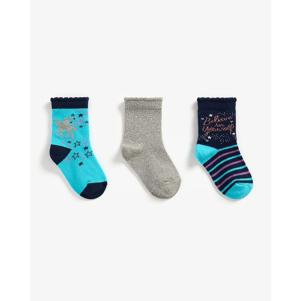

Girls Socks Glitter Unicorn Design - Pack Of 3 - Multicolor