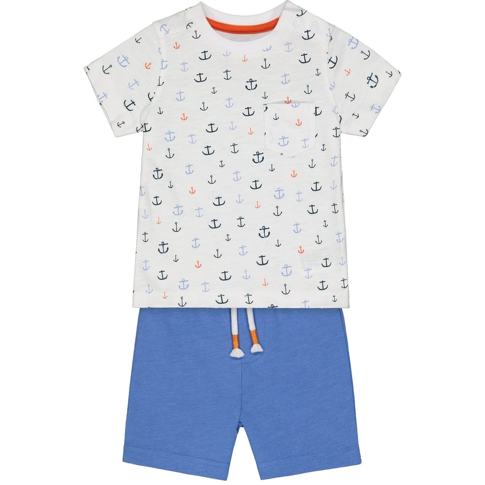 

Boys Half Sleeves T-Shirt And Shorts Set Anchor Print - Multicolor