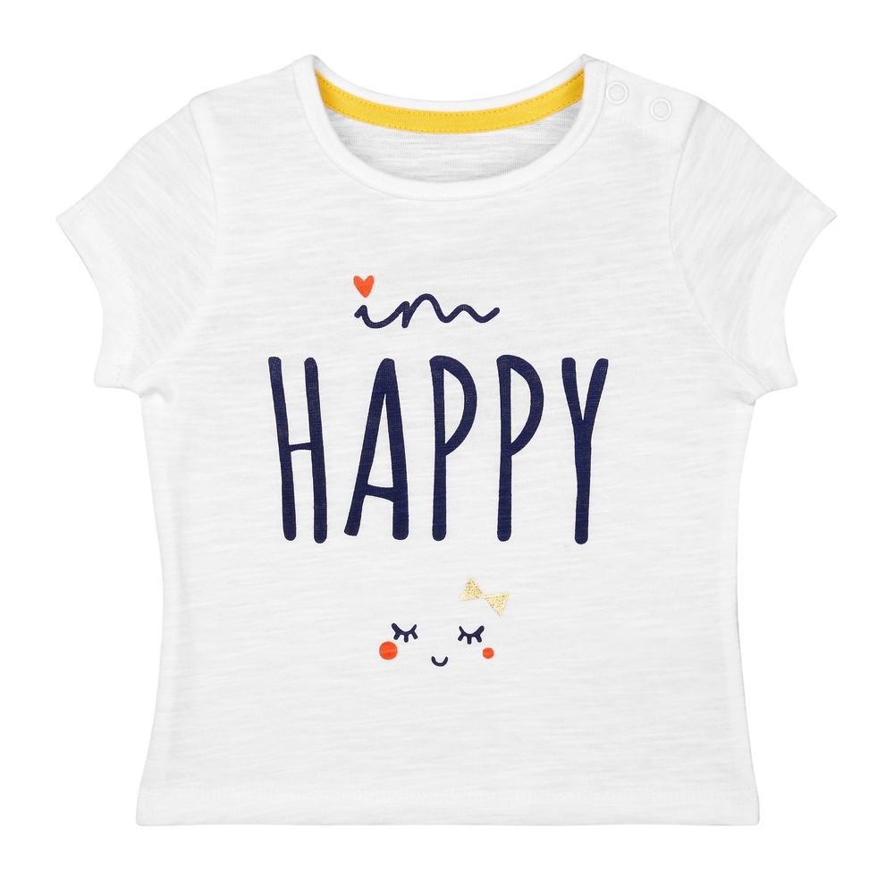 

Girls Half Sleeves T-Shirt Text Print - White