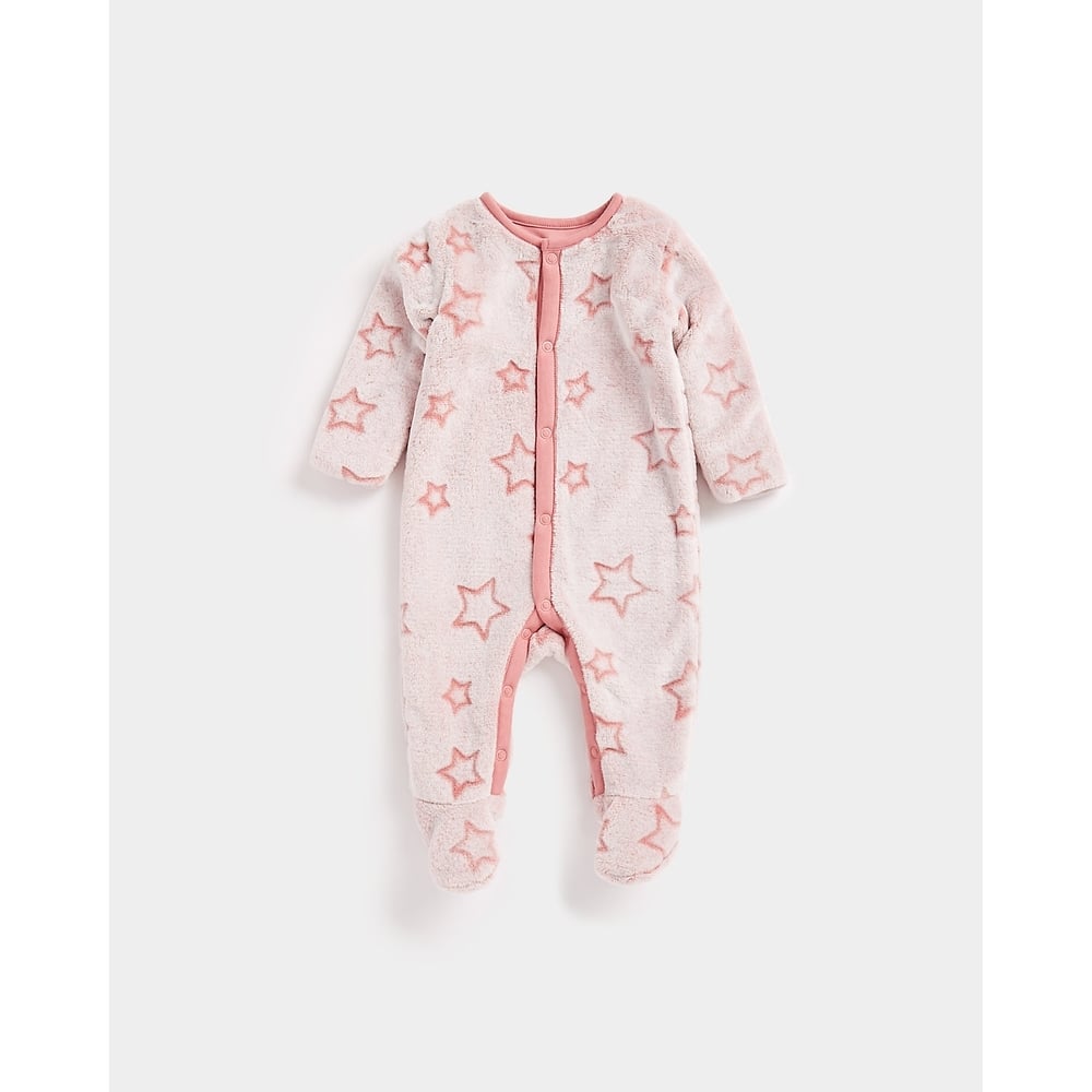 

Girls Full Sleeves Sleepsuit Star Print-Pink