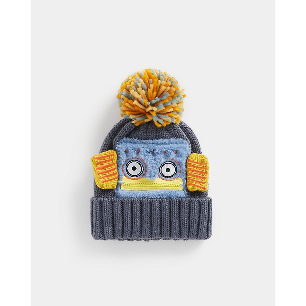 

Boys Beanie Pom-Pom Detailing-Blue