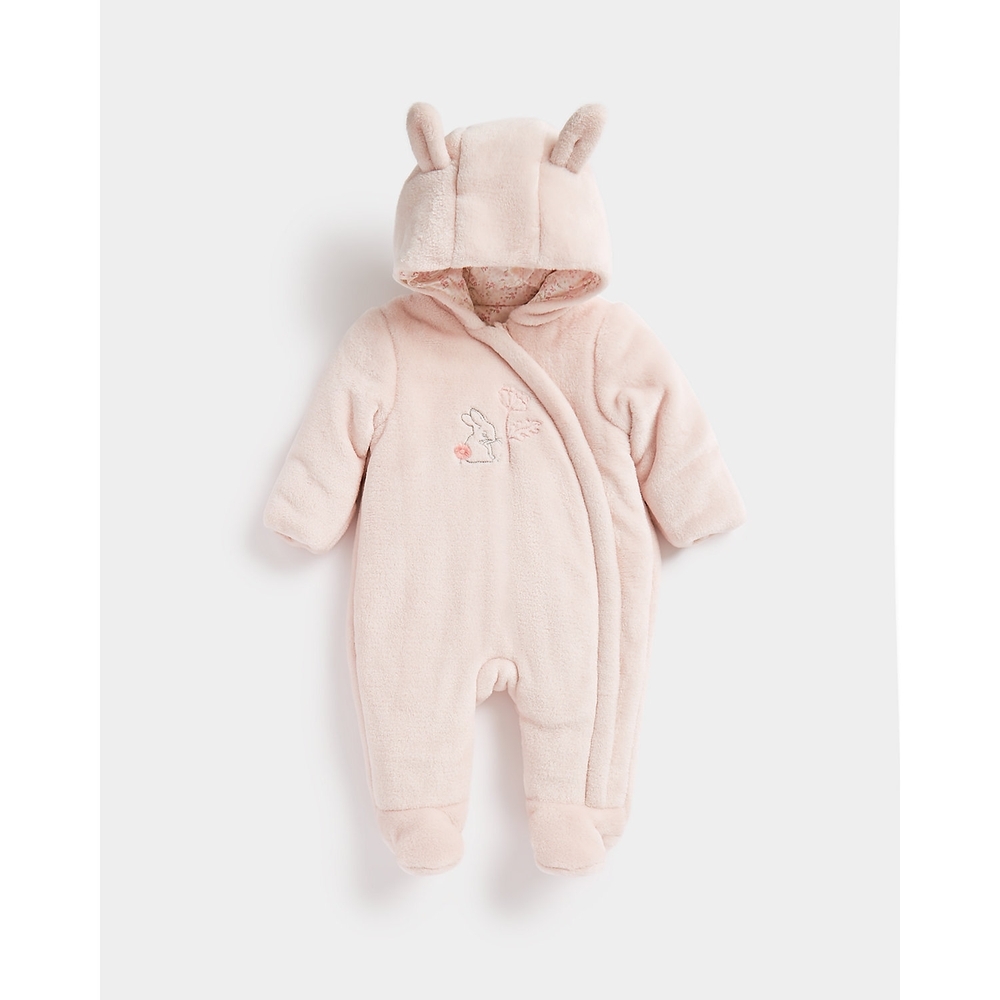 

Girls Full Sleeves Snowsuit Hooded with 3D Ears-Pink