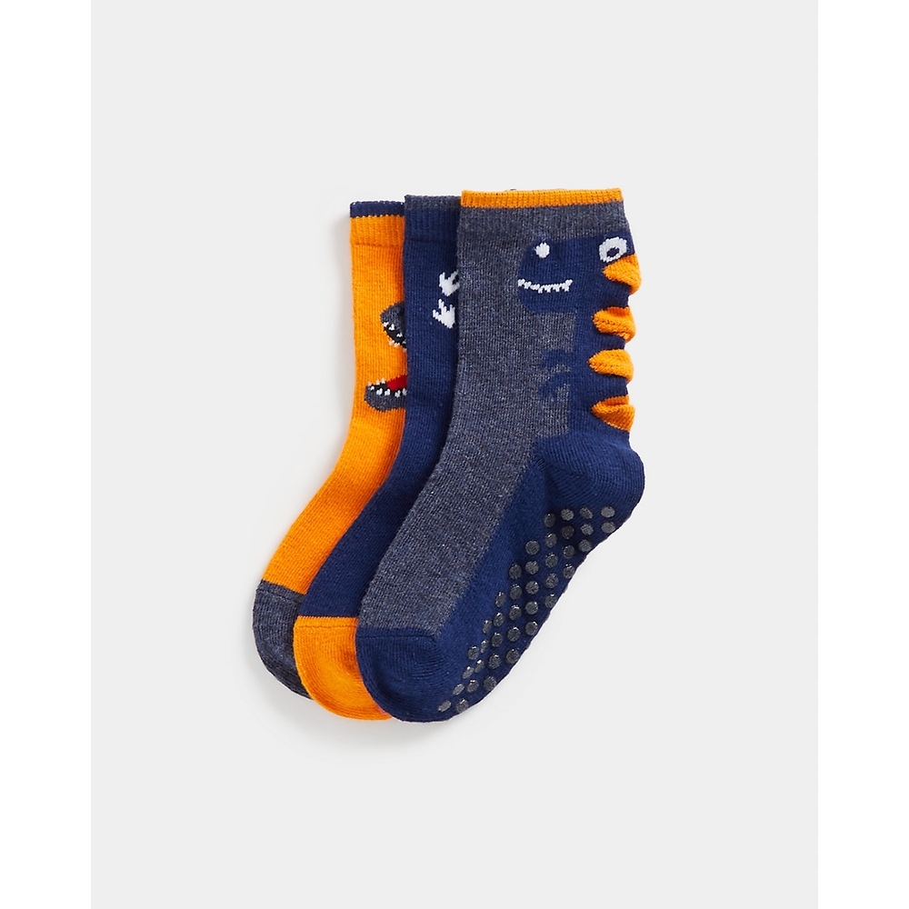 

Boys Socks 3D Dino Design-Pack Of 3-Multicolor