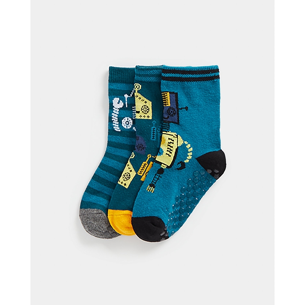 

Boys Socks Robot Design-Pack Of 3-Multicolor