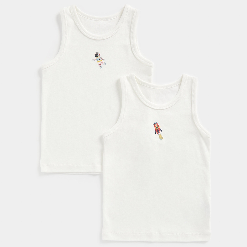 

Mothercare Boys Space design Vest-Pack of 2-White