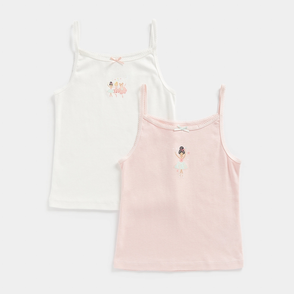 

Mothercare Girls Ballerina Vest-Pack of 2-Multi