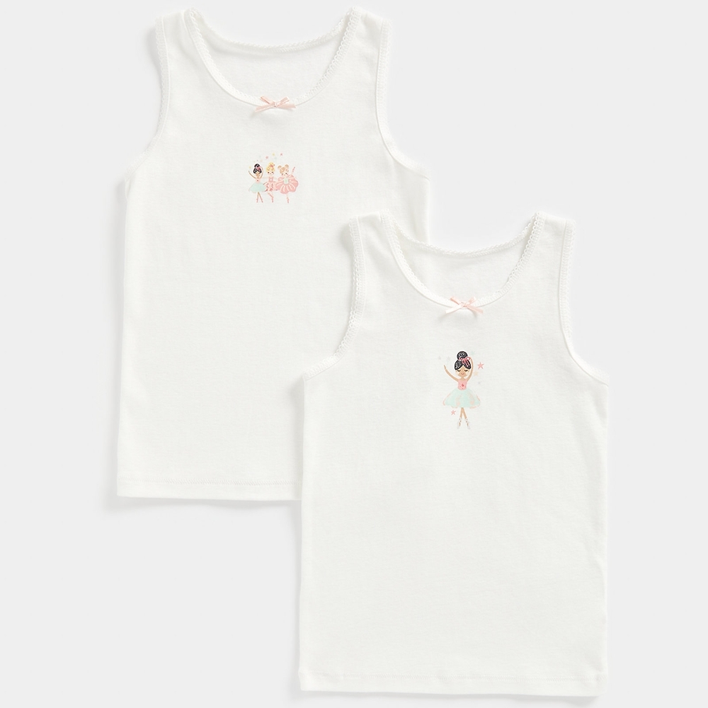 

Mothercare Girls Ballerina Vest-Pack of 2-White