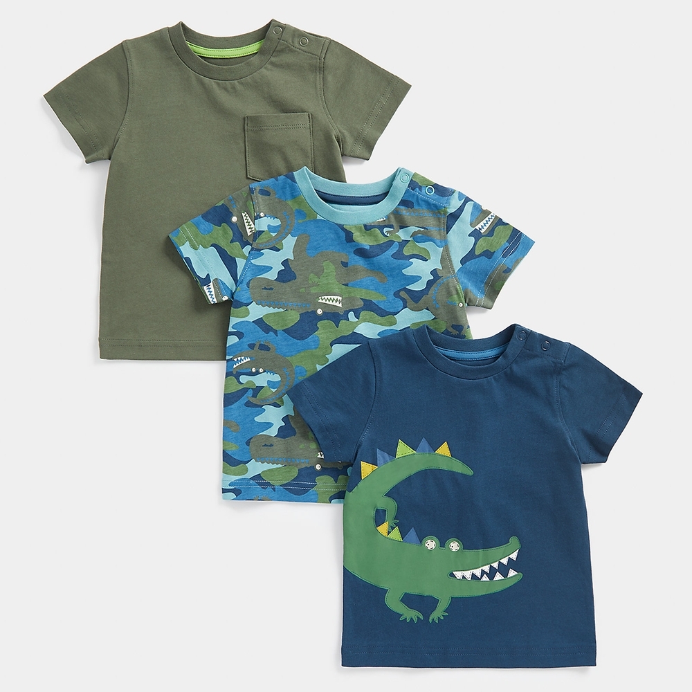 

Mothercare Boys Short Sleeves Crocodile Print T-shirt-Pack of 3-Multi