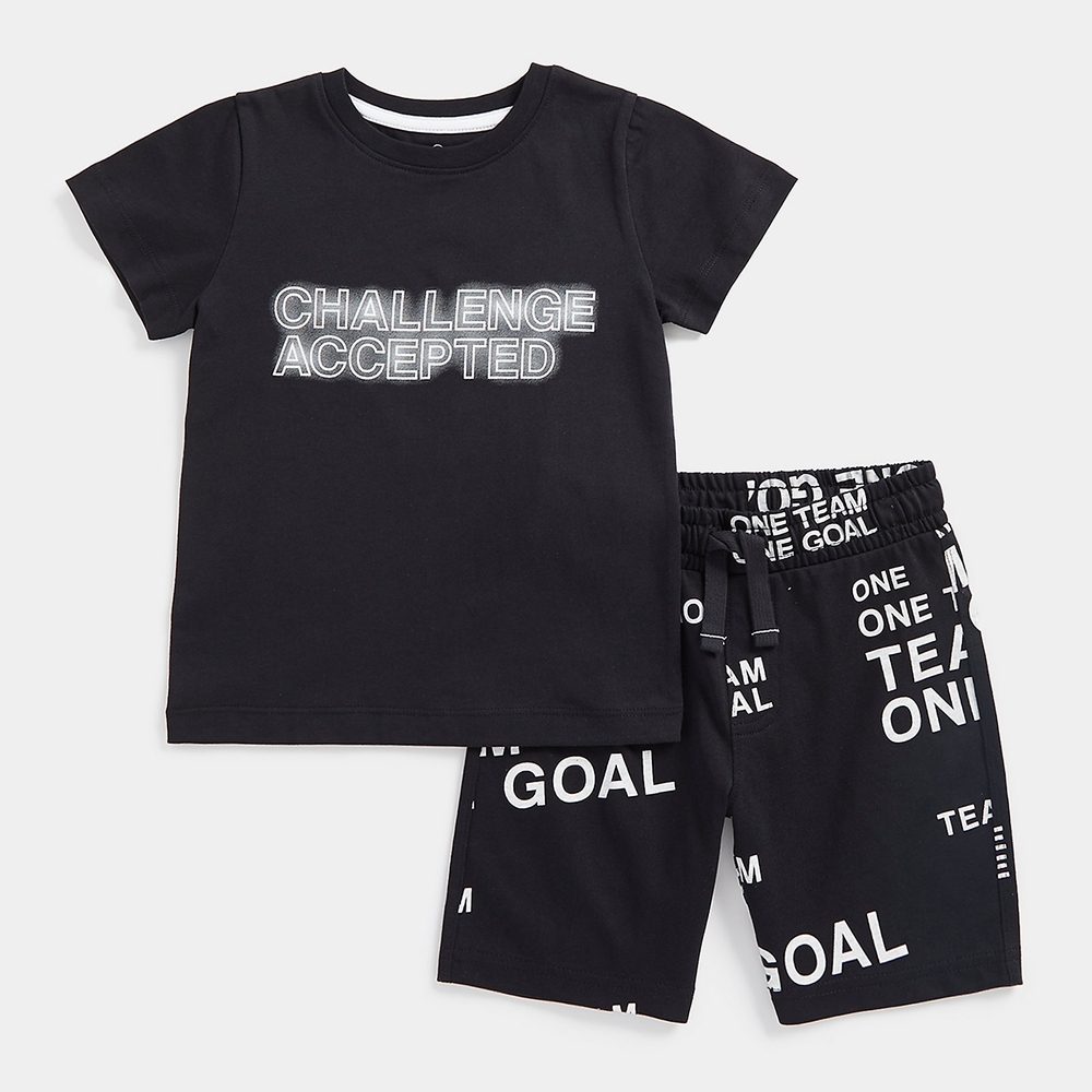

Mothercare Boys Short Sleeves Shorts Set -Black