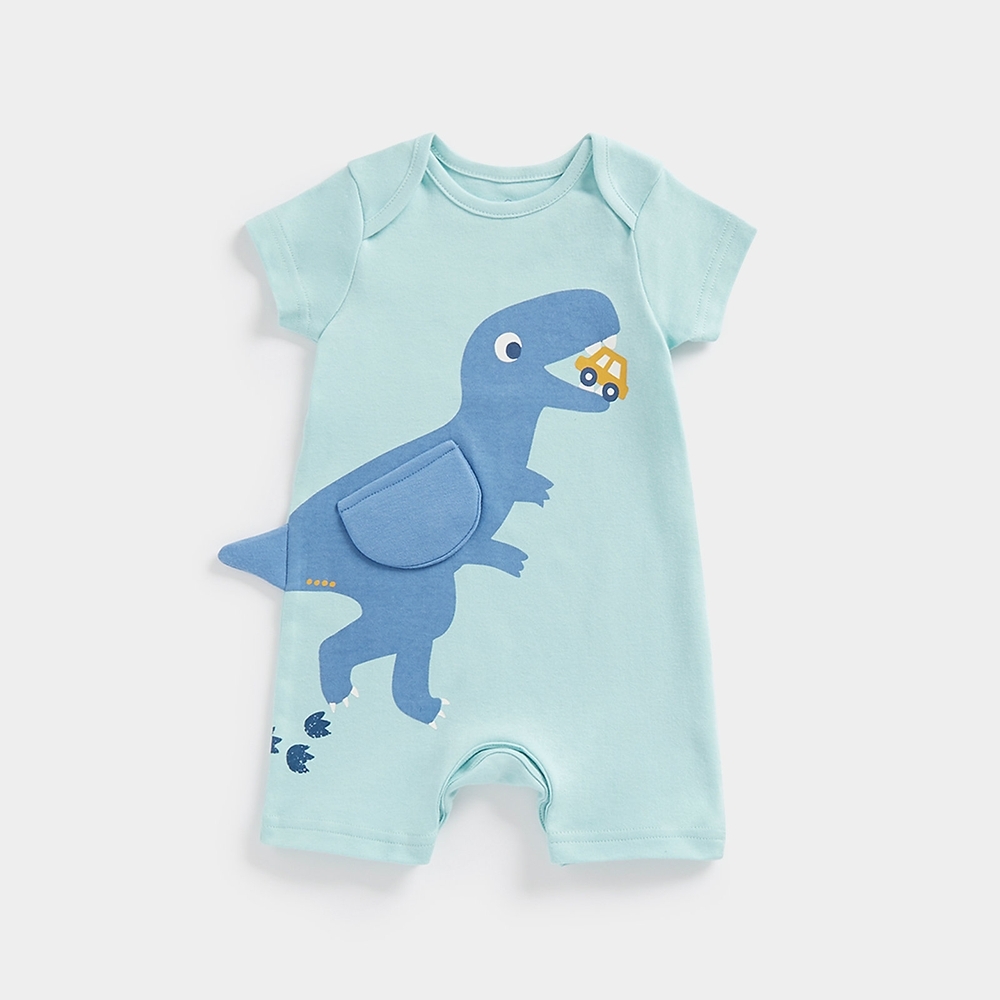 

Mothercare Unisex Half Sleeves Dino deisgn Romper -Blue